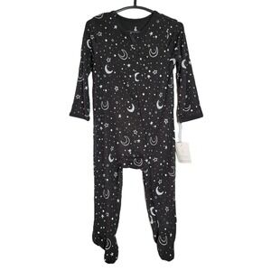 Lullaby Lane Baby‎ Celestial 6-9 M Footed Pajamas Sleepers Stars Moons Black NWT